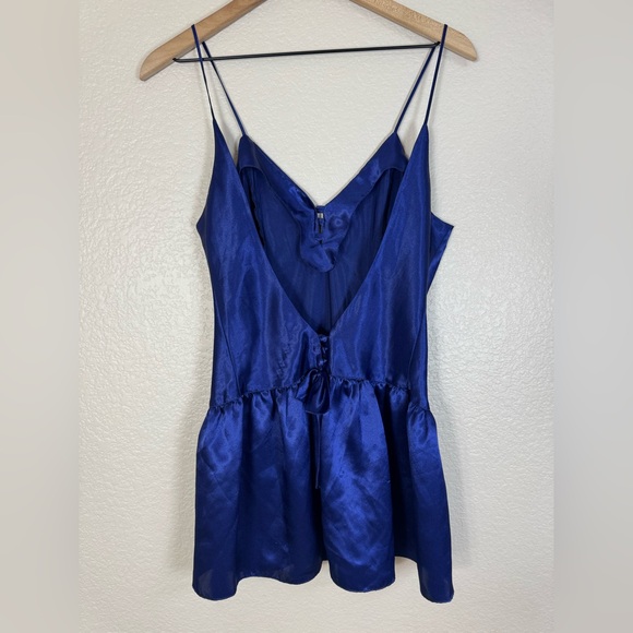 Vintage Gold Label 80’s 90’s Victoria’s Secret Royal Blue Satin Slip Negligee M - Picture 11 of 16